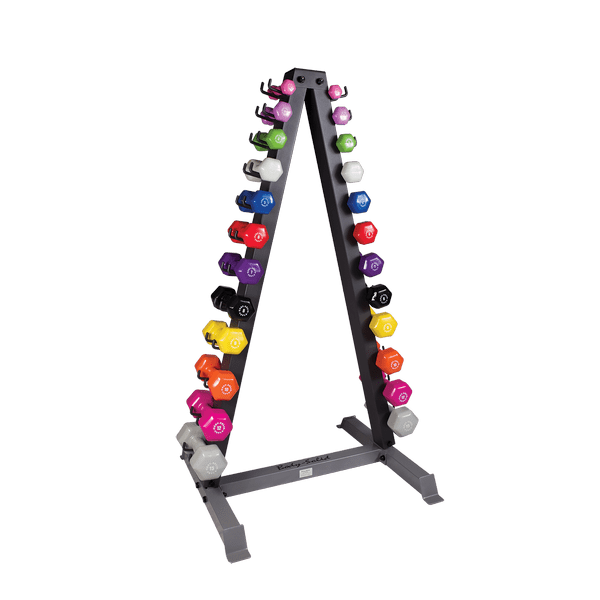 12 Pair Neoprene Rack with Rack, Includes GDR24 and pairs Neoprene Dumbbells 1-15lbs