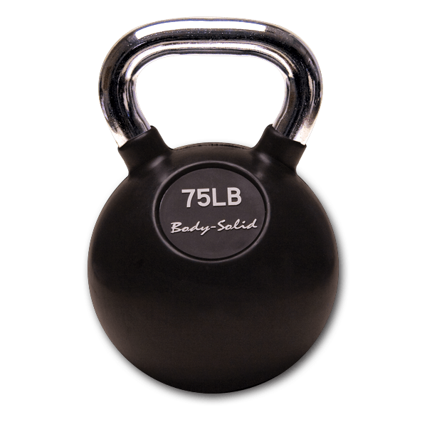 KBC75 - Chrome, Rubber Kettlebell 75lb Body-Solid