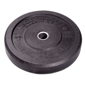 Body-Solid Full Commercial /Premium Bumper plates are Made in the USA with recycled materials and a Stainless Steel bushing for long life and durability.