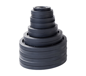 Virtually indestructible, all OPB Cast Iron Olympic Plates are machine bored for a precise fit. Black satin enamel finish for an exceptionally strong and durable product
