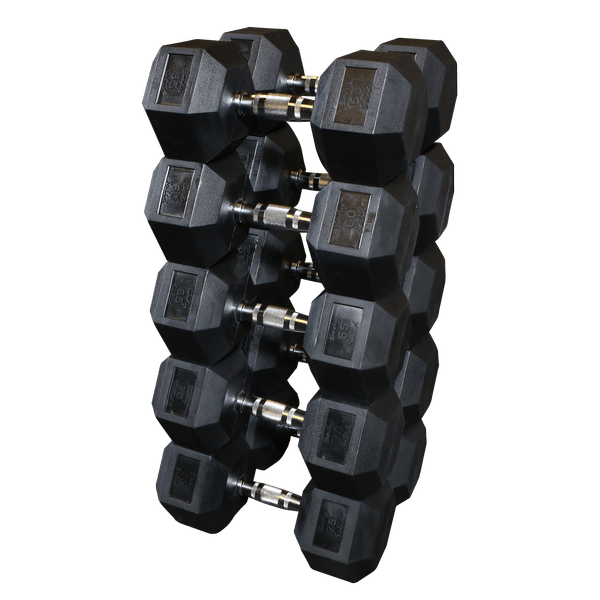 SDRS650 - Rubber Hex Dumbell 55-75lb pairs Body-Solid