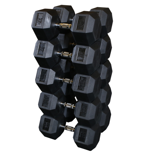 SDRS900 - Rubber Hex Dumbell 80-100lb pairs Body-Solid