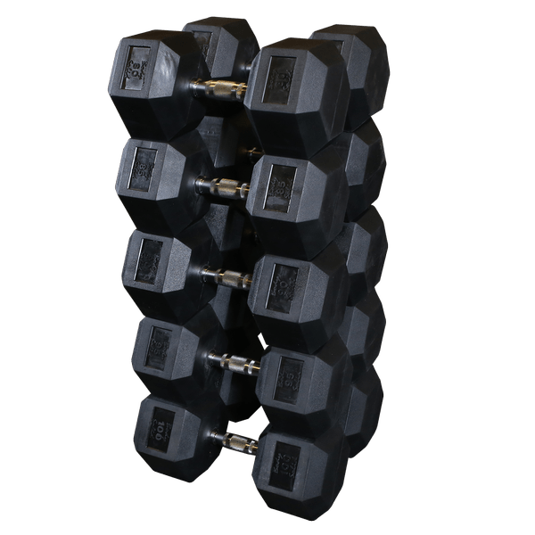 SDRS900 - Rubber Hex Dumbell 80-100lb pairs Body-Solid