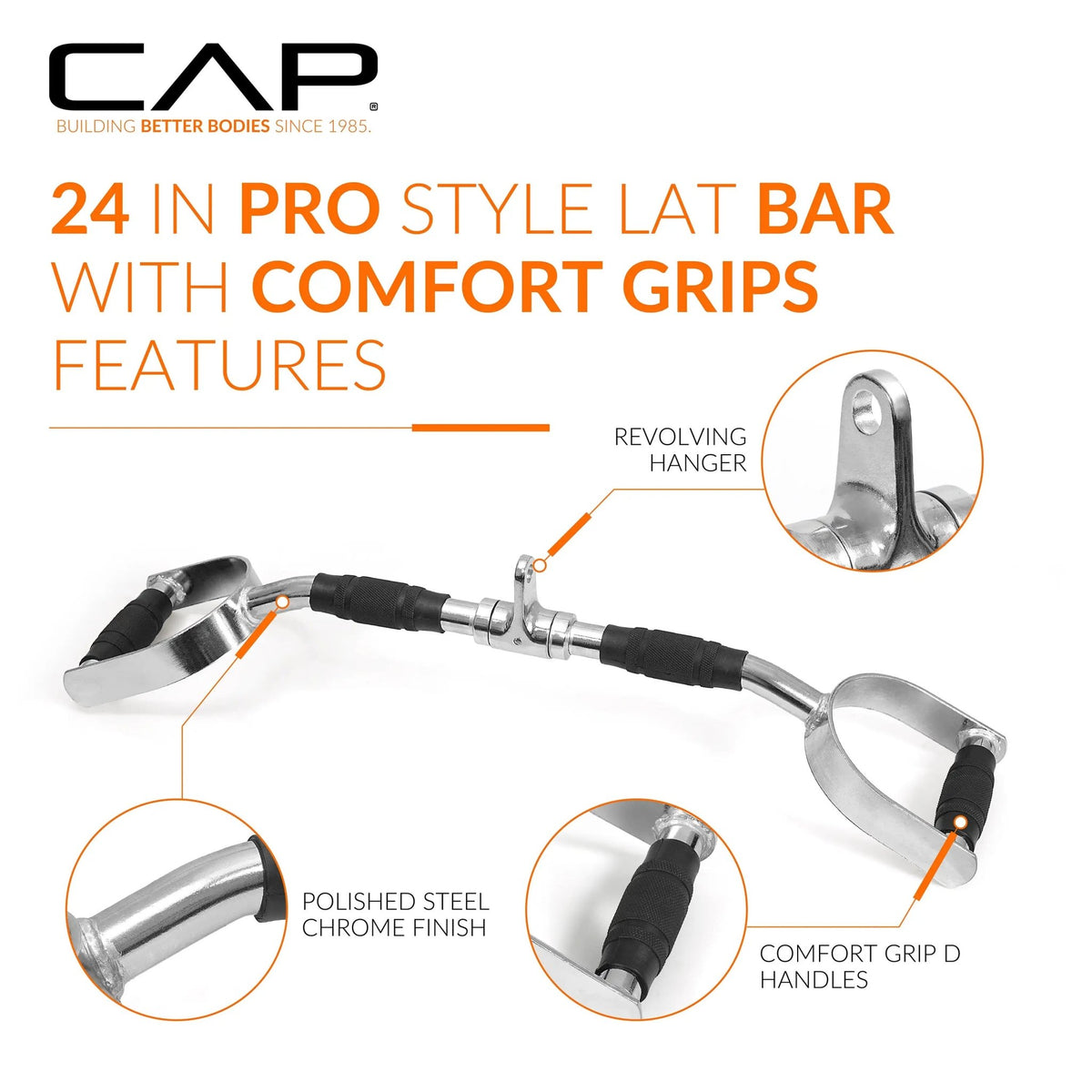 CAP Cambered Pro-Style Lat Bar with Rubber Grips - Pure Craft Industries