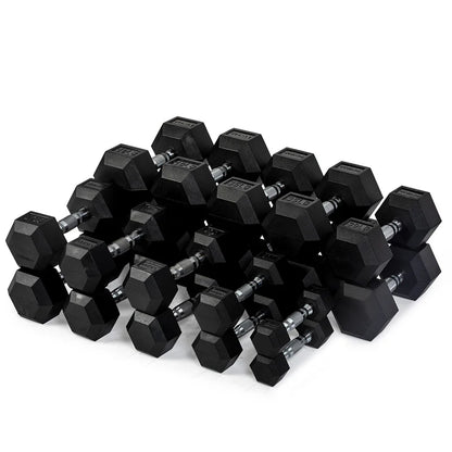 Rubber Hex Dumbbell Set 5-50LB | Commercial Gym Dumbbells | Pure Craft Industries