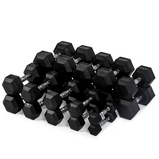 Rubber Hex Dumbbell Set 5-50LB | Commercial Gym Dumbbells | Pure Craft Industries
