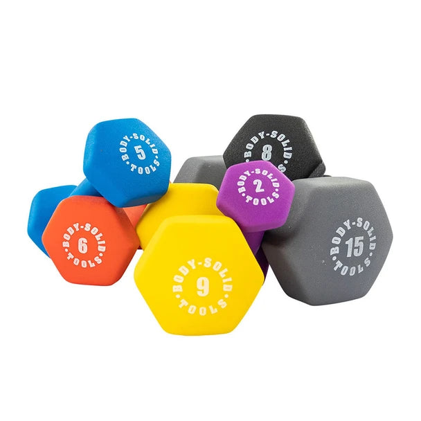 Body-Solid Tools BSTNDS110 color-coded neoprene dumbbell set