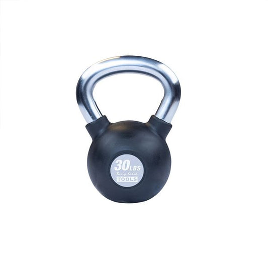 KBZ30 - Chrome, Rubber Kettlebell 30lb Body-Solid