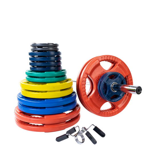 Color 400 LB Rubber Grip Oly Set, Chrome Bar Body-Solid