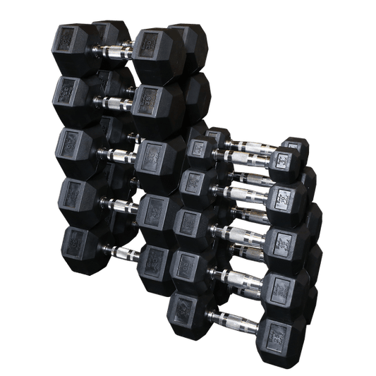 Grey Hex Dumbell set 5-50lb pairs Body Solid