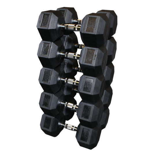SDRS650 - Rubber Hex Dumbell 55-75lb pairs Body-Solid