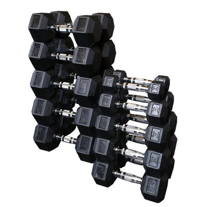 Grey Hex Dumbell set 5-50lb pairs Body Solid