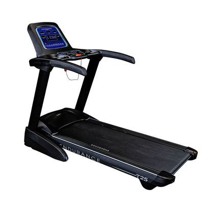Body-Solid (T25) Foldable Incline Treadmill for Jogging & Walking, 400lbs. Weight Capacity, 4 HP Electric Motor Running Machine with Anti-Static Carbon Woven Belt, Speed Range 1-10 mph, Black