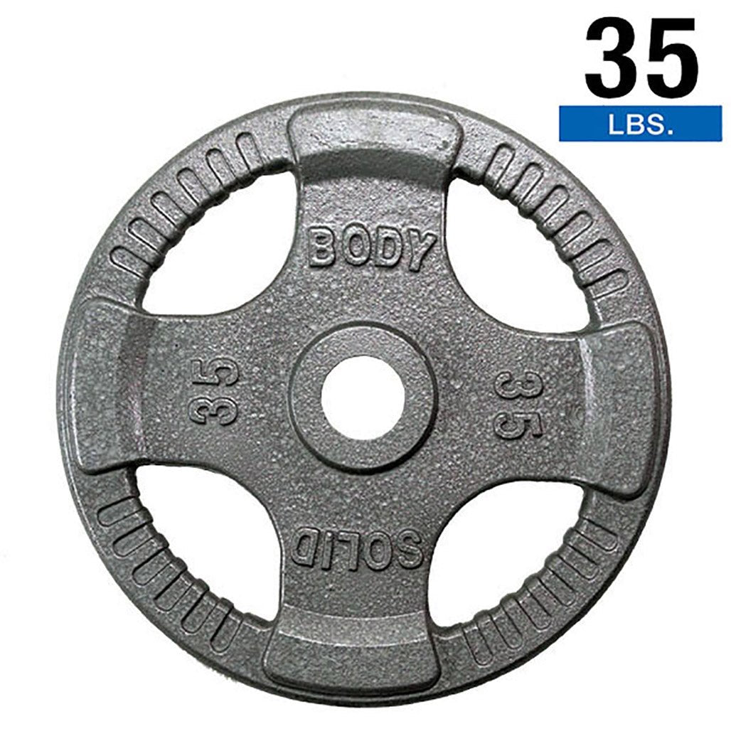 Body-Solid OPT Gray Grip Cast Iron Olympic Plate — 35 lb - Pure Craft Industries