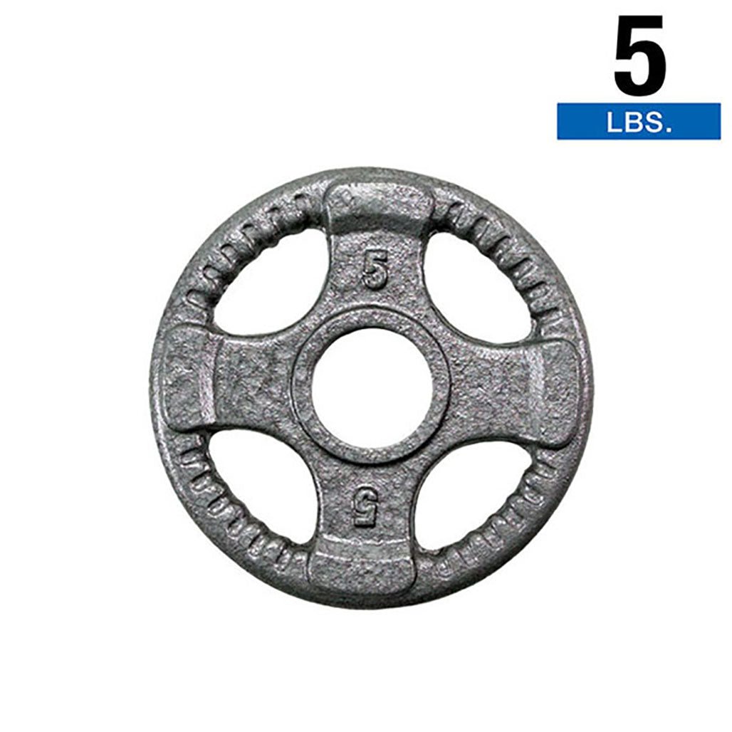 Body-Solid OPT Gray Grip Cast Iron Olympic Plate — 5 lb - Pure Craft Industries
