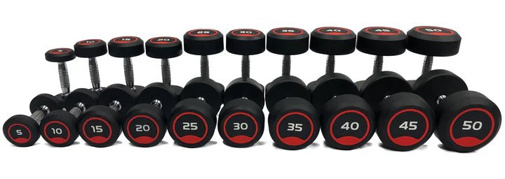 Commercial Pro Style Rubber Dumbbell Set 5LB–50LB (550LB Total Weight) - Pure Craft Industries